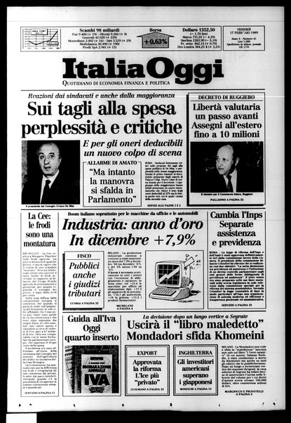 Italia oggi : quotidiano di economia finanza e politica